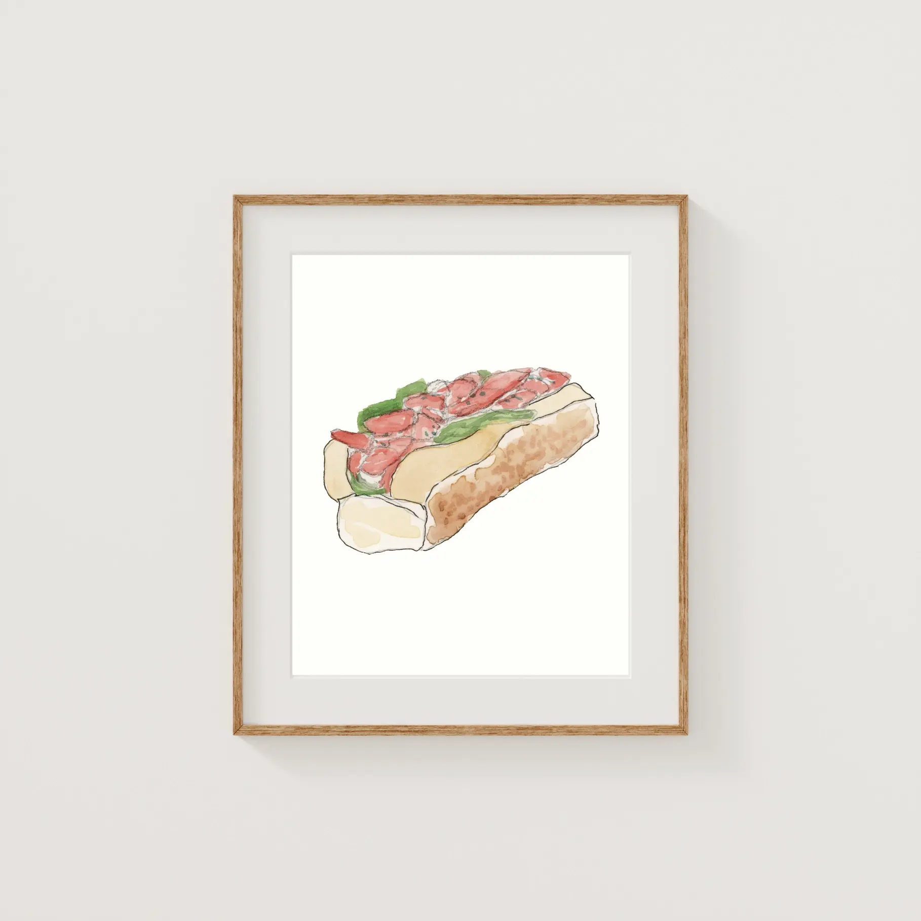 Sarah Wormann Art - SWA SWA PRSM - Lobster Roll New England Foods Mini Print, 4" x 6"