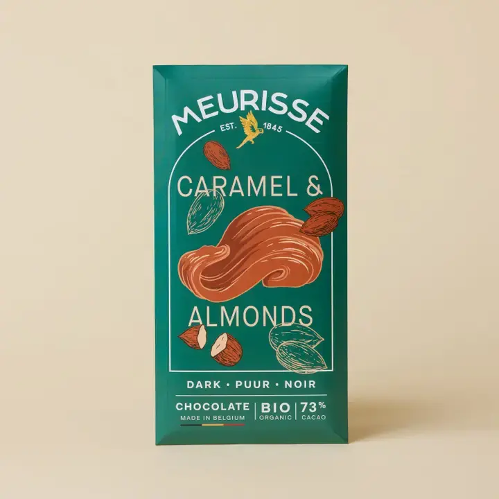 Meurisse Chocolate - MC MC FAD - Caramelized Almonds  Dark Chocolate Bar