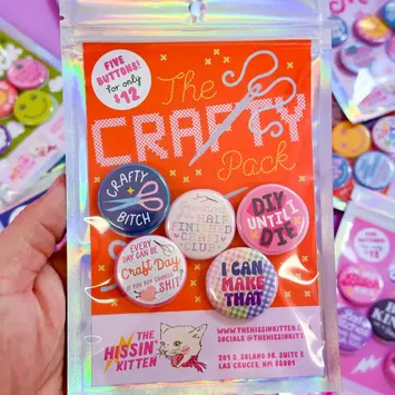 The Hissin Kitten - THK THK AC - The Crafty Pack! 5 Button Pin Back Set