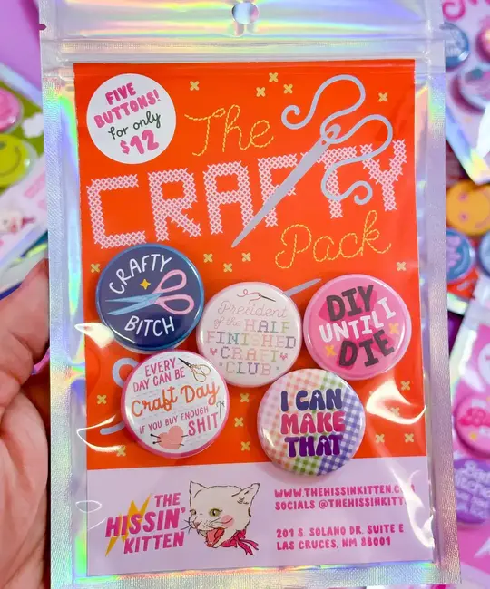 The Hissin Kitten - THK THK AC - The Crafty Pack! 5 Button Pin Back Set