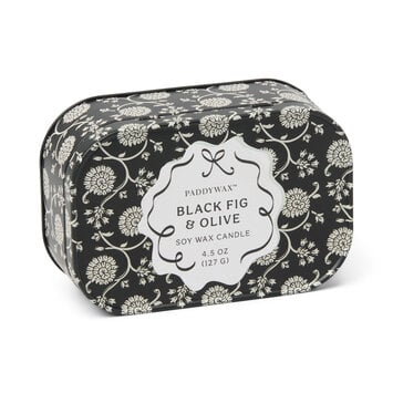Paddywax - PA PA CASM - Black Olive and Fig Printed Tin Candle, Chérie Collection