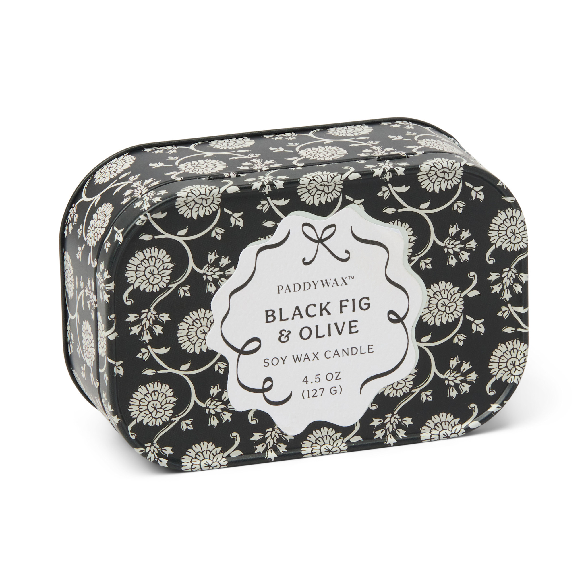 Paddywax - PA PA CASM - Black Olive and Fig Printed Tin Candle, Chérie Collection