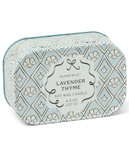 Paddywax - PA PA CASM - Lavender and Thyme Printed Tin Candle, Chérie Collection