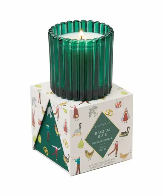 Paddywax - PA PA CALA - Balsam & Fir Holiday Merry Box, Green Tinted Glass