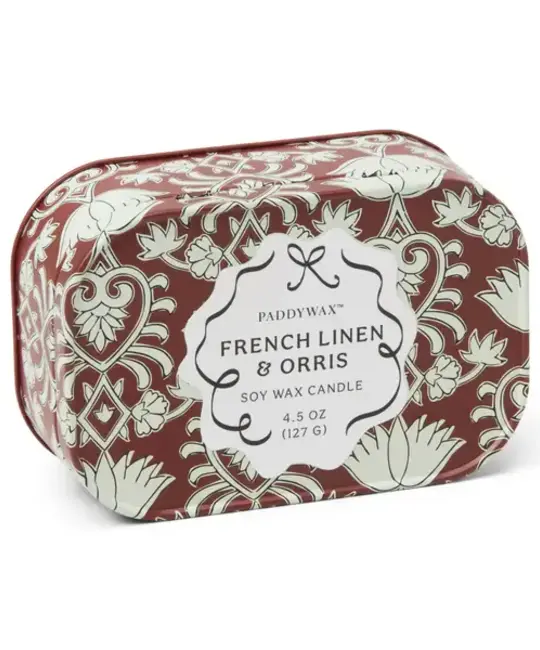 Paddywax - PA PA CASM - French Linen & Orris Printed Tin Candle, Chérie Collection