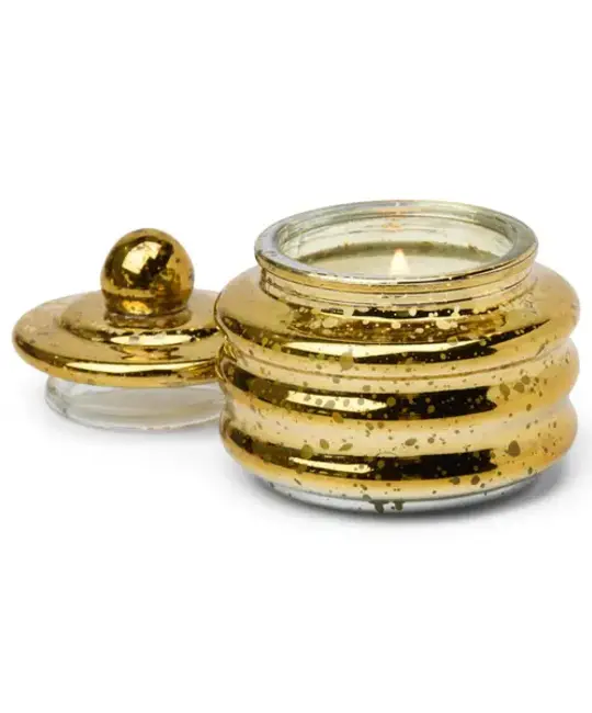 Paddywax - PA PA CASM - Beam Small Gold Mercury Glass Vessel, Cypress & Fir, 3 oz.