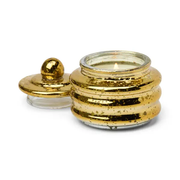 Paddywax - PA PA CASM - Beam Small Gold Mercury Glass Vessel, Cypress & Fir, 3 oz.