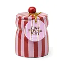 Paddywax - PA PA CALA - Pink Peppermint Red & Pink Striped Ceramic Candle with Lid, Cabana Collection