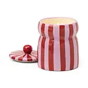 Paddywax - PA PA CALA - Pink Peppermint Red & Pink Striped Ceramic Candle with Lid, Cabana Collection