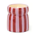 Paddywax - PA PA CALA - Pink Peppermint Red & Pink Striped Ceramic Candle with Lid, Cabana Collection