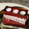 Paddywax - PA PA CASM - Holiday Ribbed Tinted Glass Assorted Gift Set of 3 Candles (Balsam & Fir, Pink Peppermint, Winterberry)