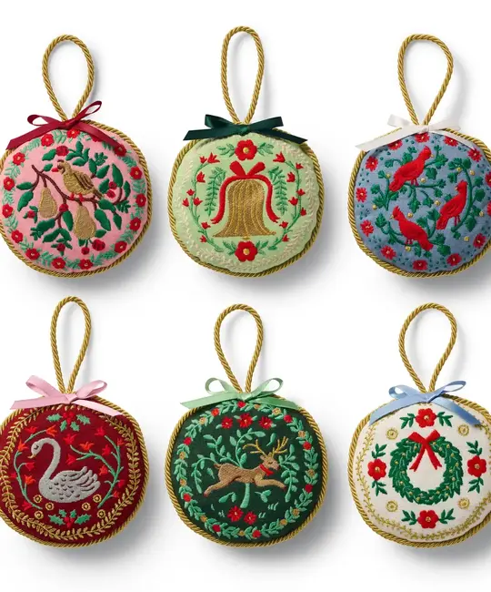 Rifle Paper Co - RP RP OR - Christmastide Embroidered Ornament Set