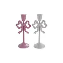 Creative Co-Op - CCO CCO HGDE -  Tall Bow Cast Iron Taper Candle Holder (10" Tall), Pink or White Assorted