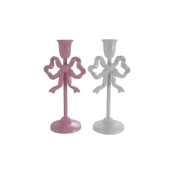 Creative Co-Op - CCO CCO HGDE -  Tall Bow Cast Iron Taper Candle Holder (10" Tall), Pink or White Assorted