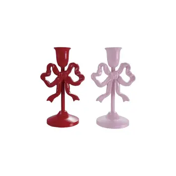Creative Co-Op - CCO CCO HGDE -  Bow Cast Iron Taper Candle Holder (8" Tall), Pink or Red Assorted