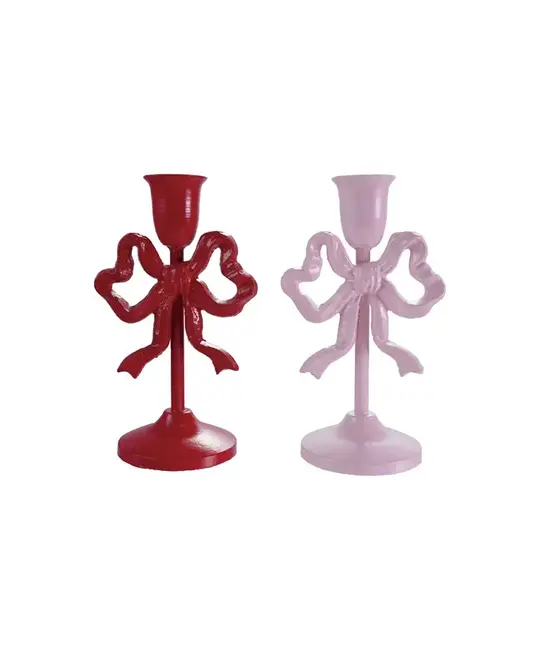 Creative Co-Op - CCO CCO HGDE -  Bow Cast Iron Taper Candle Holder (8" Tall), Pink or Red Assorted