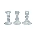 Creative Co-Op - CCO CCO HGDE -  Pressed Glass Taper Candle Holder (4" tall), Thee Assorted Syles