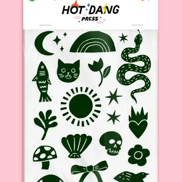 Hot Dang Press - HDP HDP DIY - Black Linocut Iron-on Art Sheet Set