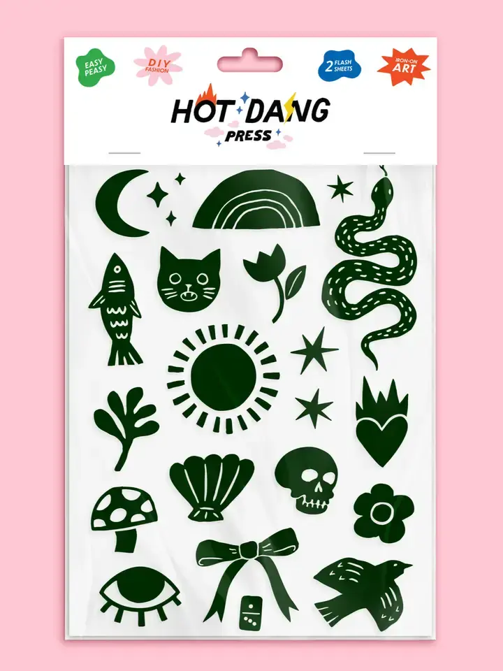 Hot Dang Press - HDP HDP DIY - Black Linocut Iron-on Art Sheet Set