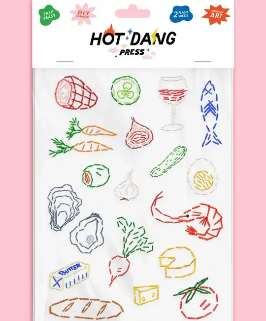Hot Dang Press - HDP HDP DIY - Food Embroidery Iron-on Art Sheet Set