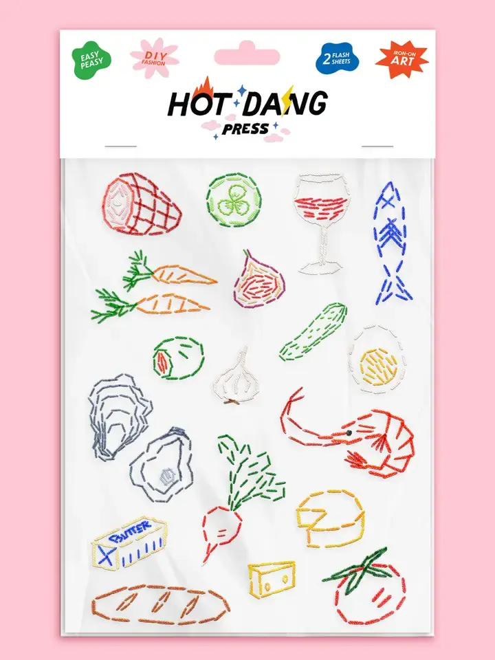 Hot Dang Press - HDP HDP DIY - Food Embroidery Iron-on Art Sheet Set