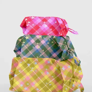 Baggu - BA BA BAG - 3D Zip Pouch Set, Star Plaid