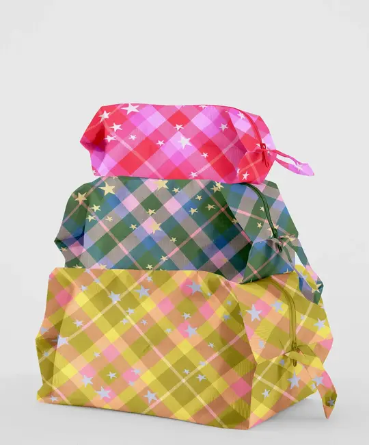 Baggu - BA BA BAG - 3D Zip Pouch Set, Star Plaid
