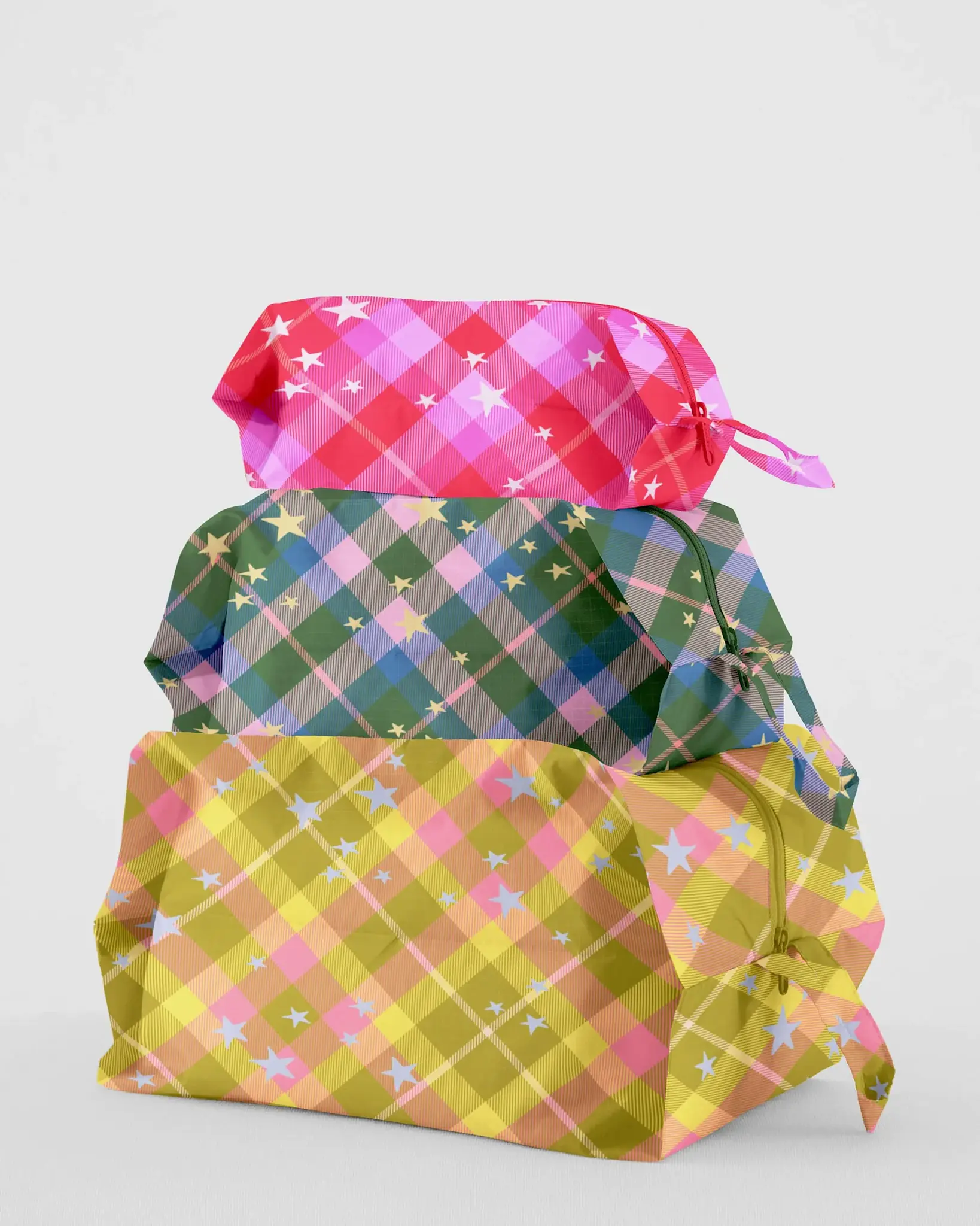 Baggu - BA BA BAG - 3D Zip Pouch Set, Star Plaid