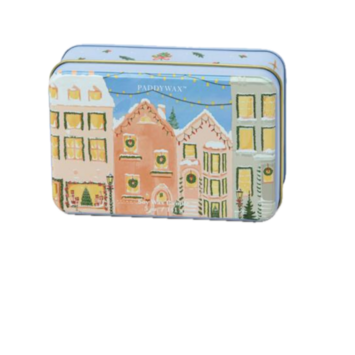 Paddywax - PA PA CASM - Christmas Tin Candle - Christmas Village Scene, Gingerbread + Vanilla 5 oz.