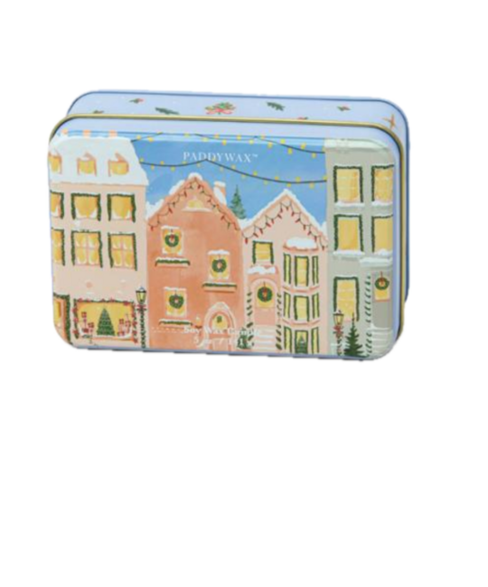 Paddywax - PA PA CASM - Christmas Tin Candle - Christmas Village Scene, Gingerbread + Vanilla 5 oz.