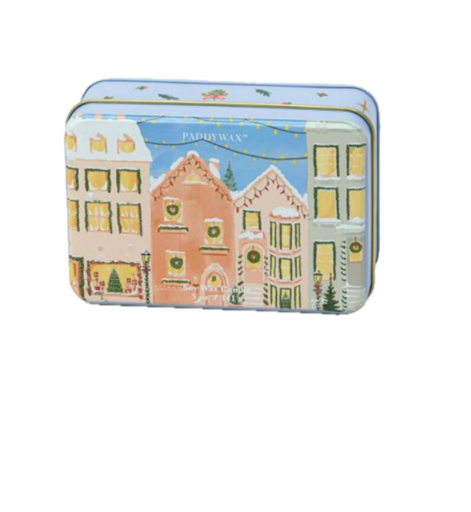 Paddywax - PA PA CASM - Christmas Tin Candle - Christmas Village Scene, Gingerbread + Vanilla 5 oz.