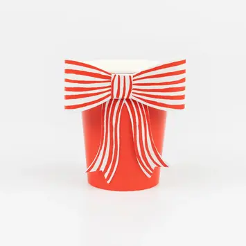 Meri Meri - MEM MEM PS - Red & White Stripy Bow Cups