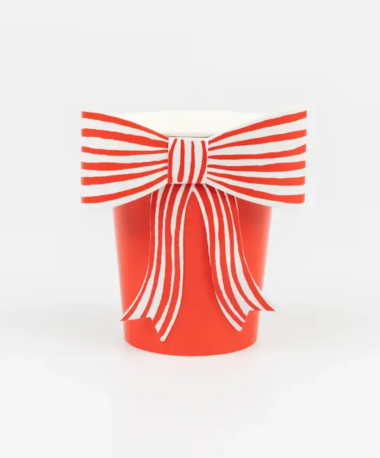 Meri Meri - MEM MEM PS - Red & White Stripy Bow Cups