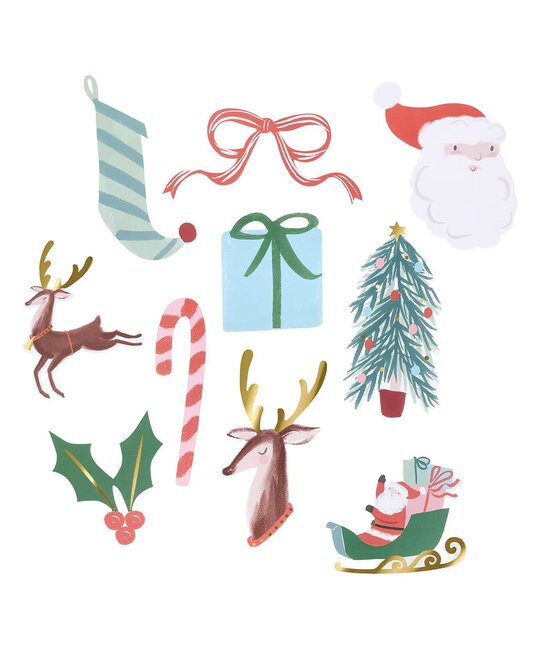 Meri Meri - MEM MEM ST - Christmas Themed Shaped Stickers in a Box