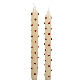 Creative Co-Op - CCO Red Dots Taper Candles Set