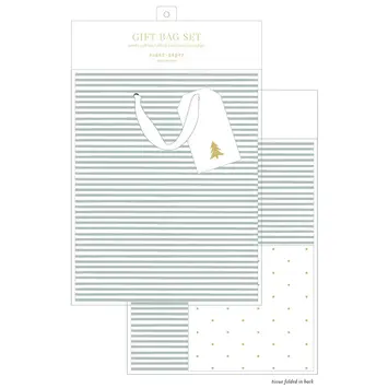 Sugar Paper - SUG SUG GBSET - Green Stripe Gift Bag Set (Gift Bag, Tissue, Gift Tag)