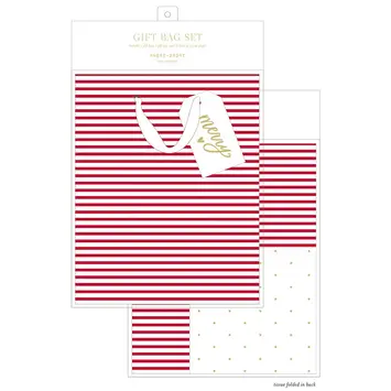 Sugar Paper - SUG SUG GBSET - Red Stripe Gift Bag Set (Gift Bag, Tissue, Gift Tag)