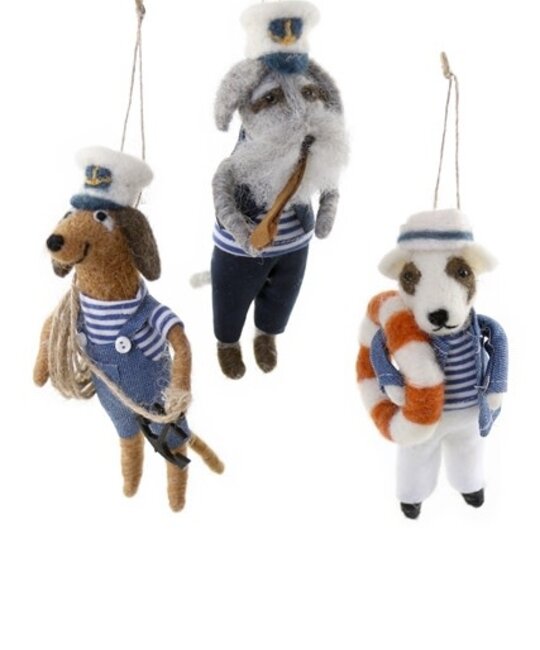 Cody Foster - COF COF OR - A Sailor Went to Sea Felt Dog Ornament (3 assorted styles)