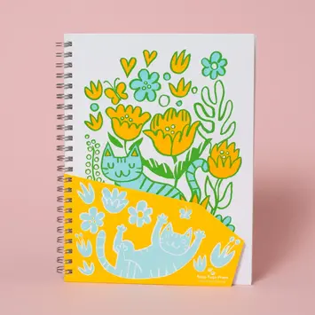Fugu Fugu Press - FF FF NBBL - Cat Garden Letterpress Spiral-bound Blank Notebook