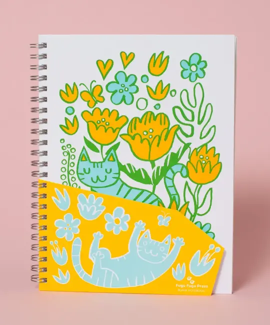 Fugu Fugu Press - FF FF NBBL - Cat Garden Letterpress Spiral-bound Blank Notebook