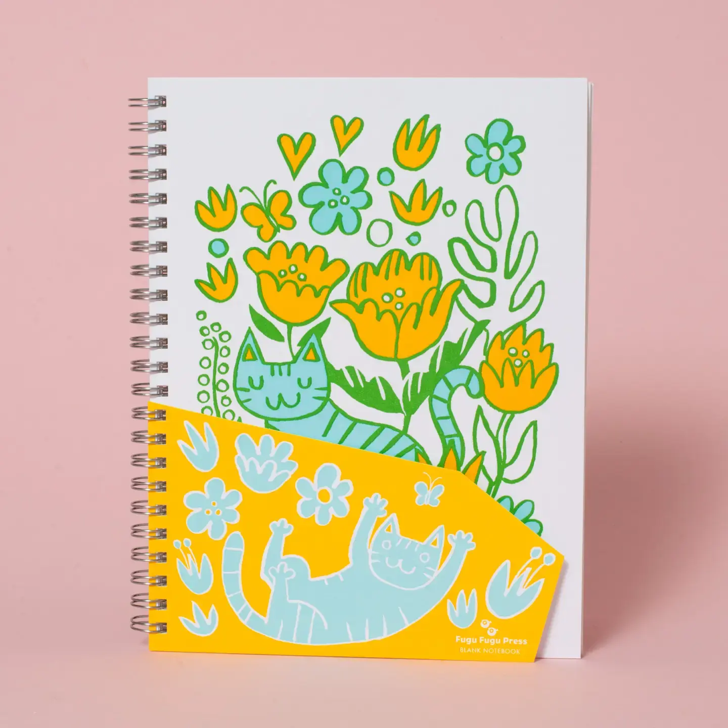 Fugu Fugu Press - FF FF NBBL - Cat Garden Letterpress Spiral-bound Blank Notebook