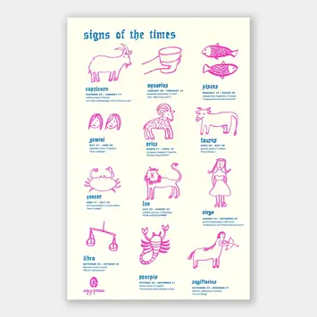 Egg Press - EP EP PR - Zodiac Signs Risograph Print