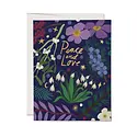 Red Cap Cards - RCC RCCGCHO - Winter Botanicals Peace and Love Purple Holiday Card