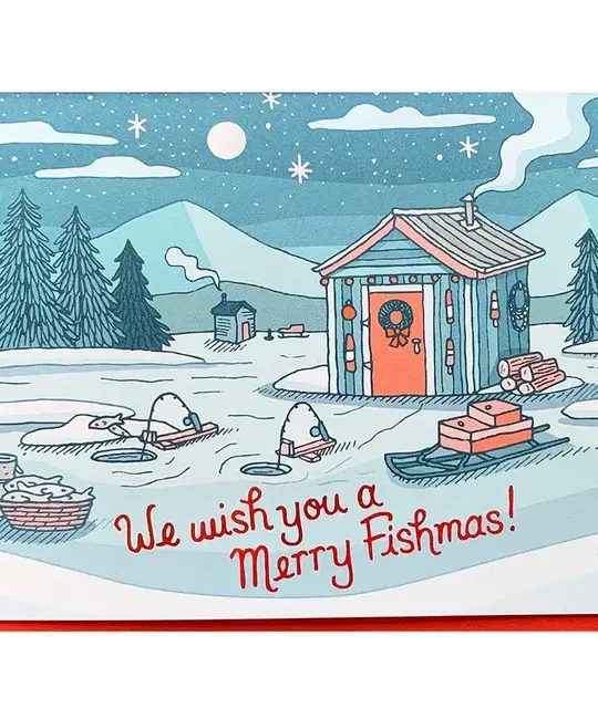 Noteworthy Paper and Press - NPP NPPGCHO0005 - Merry Fishmas Bobhouse Ice Fishing Holiday Card