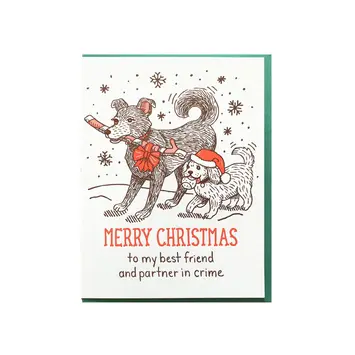 Noteworthy Paper and Press - NPP NPPGCHO0007 - My Best Friend and Partner in Crime Christmas Dogs Holiday Card