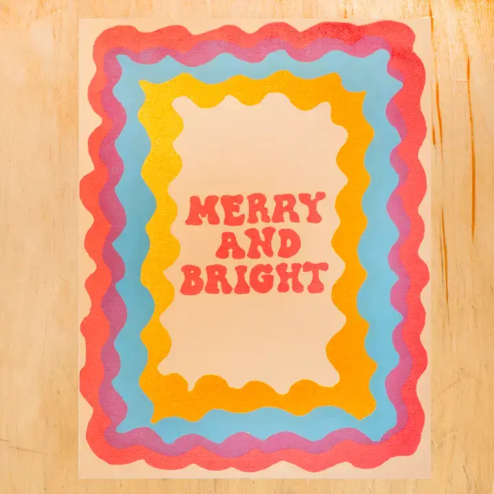 Gold Teeth Brooklyn - GTB GTBGCHO0044 - Merry and Bright Wavy Border Holiday Card