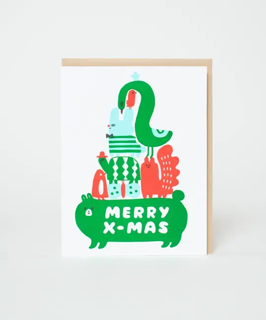 Suzy Ultman - SUU SUUGCHO0001 - Animal Tree Stack Holiday Card