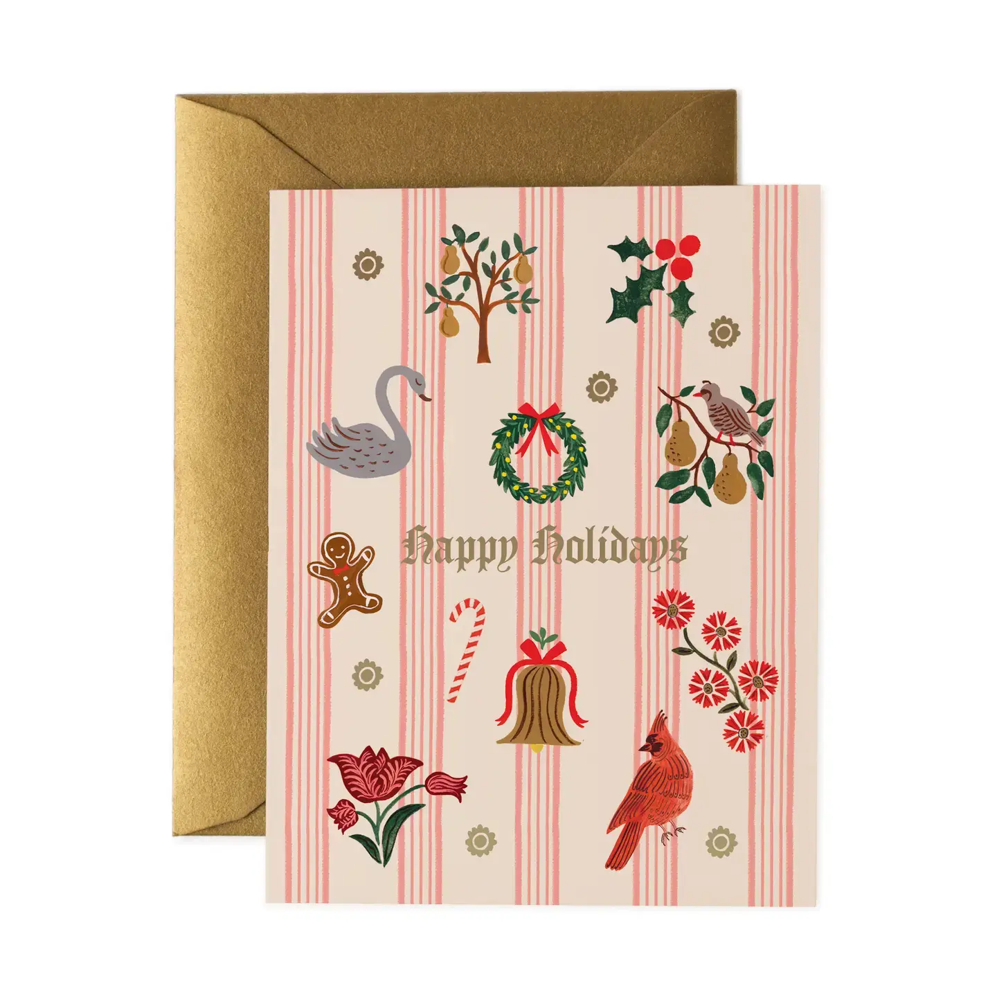 Rifle Paper Co - RP RPGCHO0069 - Yuletide Pink Stripe Holiday Card