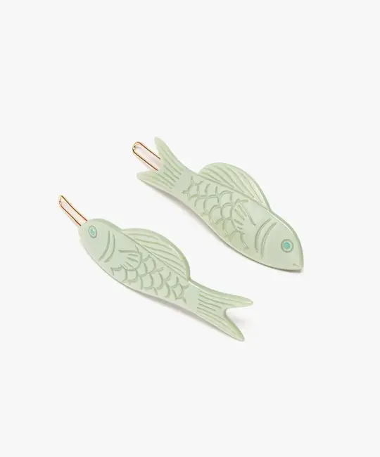 Winona Irene - WII WII ACHA - Jade Green Fish Barrette Hair Clip Set