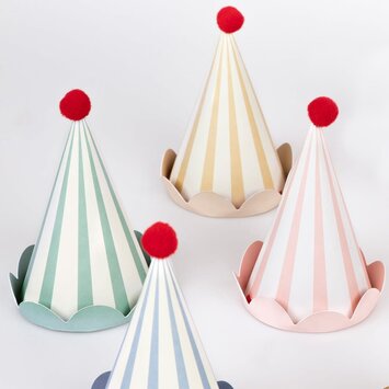 Meri Meri - MEM MEM PS - Pastel Stripe Party Hats